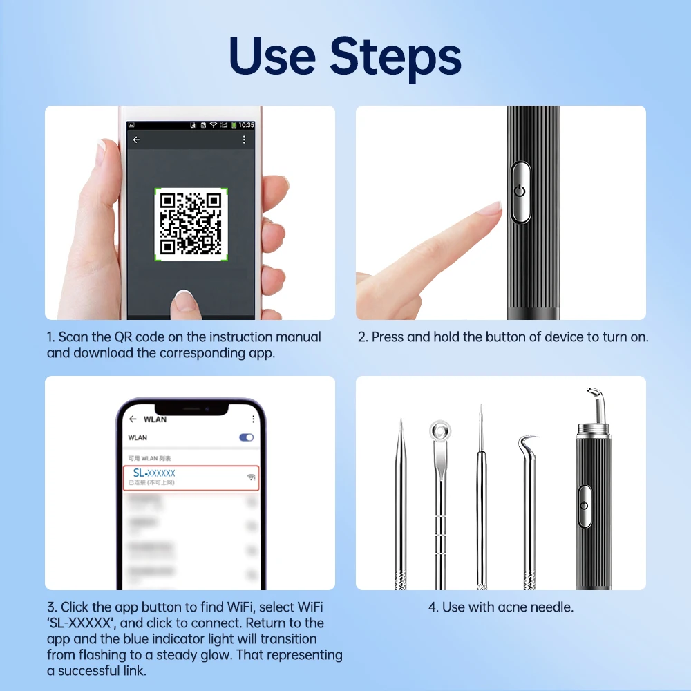 مزيل الرؤوس السوداء البصرية 1296P HD كاميرا 50X تكبير الوجه بثرة حب الشباب المسام مجموعة العناية النظيفة العميقة إزالة الرؤوس السوداء الذكية