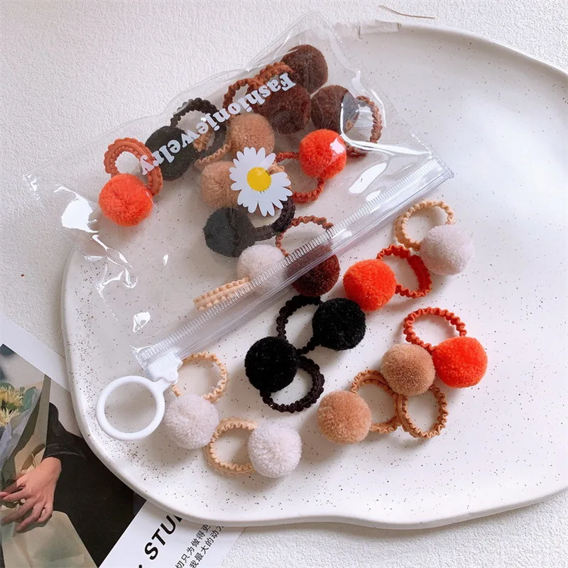 20pcs/set baby small Pompoms hair tie elastic hair rubber bands for girls ball hair rope kids mini scrunchies child headdress