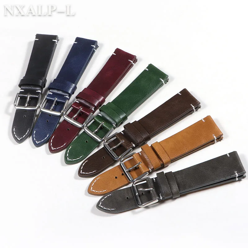 الإفراج السريع حزام الساعات خمر حزام من الجلد الطبيعي 18 مللي متر 20 مللي متر 22 مللي متر 24 مللي متر خياطة الرجال النساء الأعمال العالمي معصمه