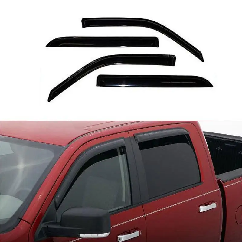

4x для 10-18 Ram 1500/2500/3500 Crew Cab, защита от солнца/дождя, вентиляционные козырьки, оконные козырьки