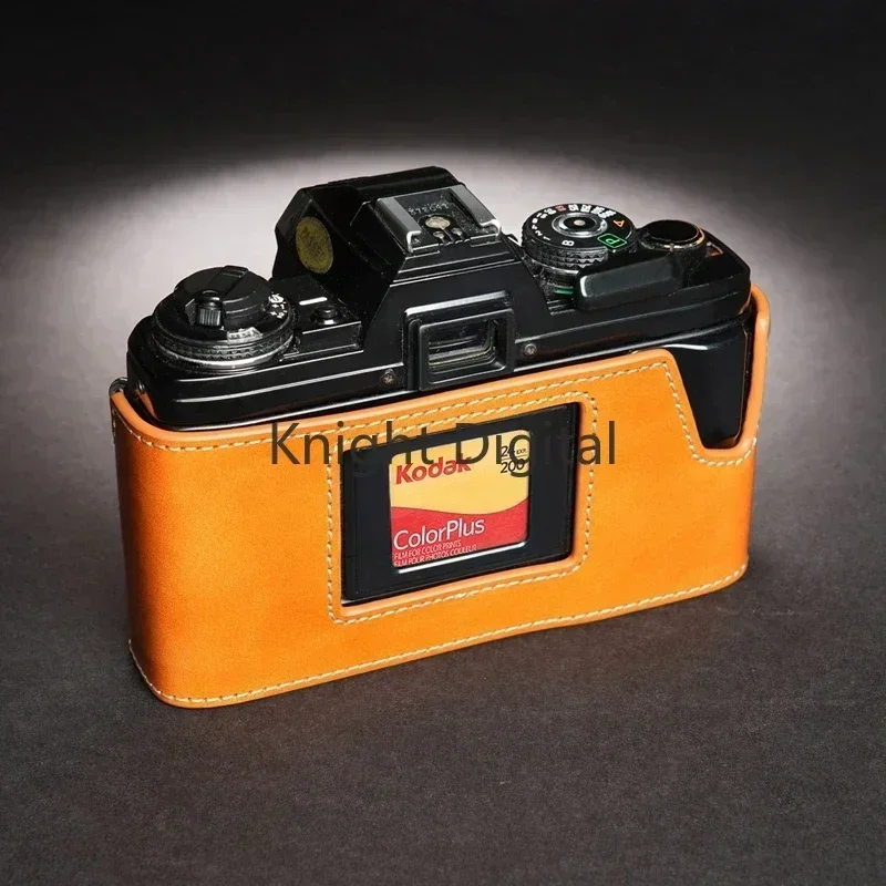 Genuine Leather Cowhide Bag Body Box Camera Case for Minolta X-700 X-570 X-300 X-370 Protective Sleeve Box Base Handwork Photo view 6