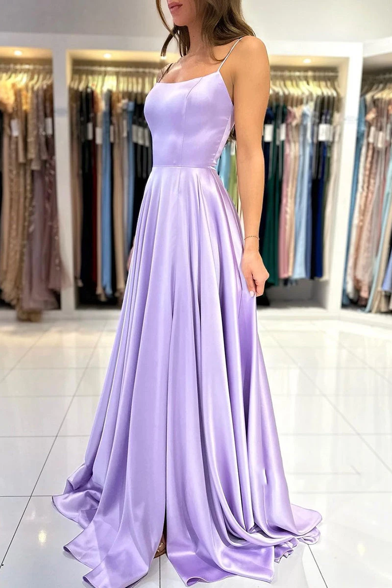 

Gorgeous Celebrity Satin Side Slit Long Prom Dress with Pockets Wedding Party Homecoming فساتين مناسبة رسمية فساتين السهرة