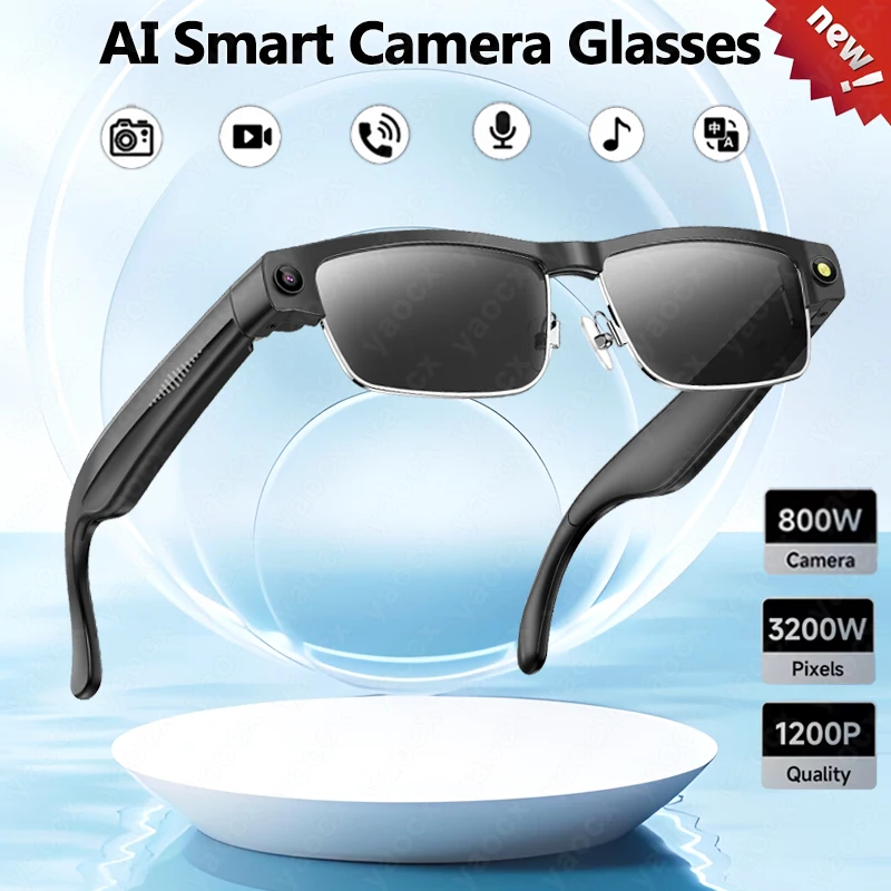 

Sunglasses Smart Glasses 8 Million Pixels Recording Videos AI Photo Recognition Answer Translation 270mAh Bluetooth Glasses New