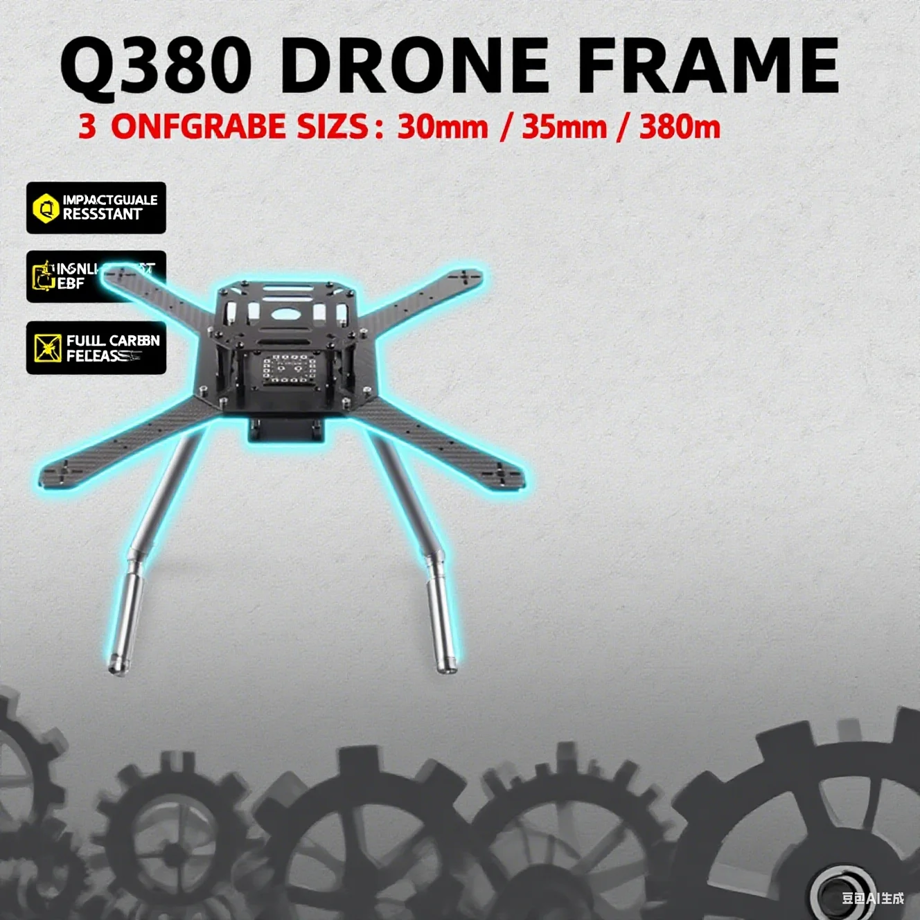 

Flyroun Q380 Carbon Fiber Quadcopter Frame 330mm 350mm 4-Axis Kit for 8/9/10 inch Propellers FPV Racing Drone