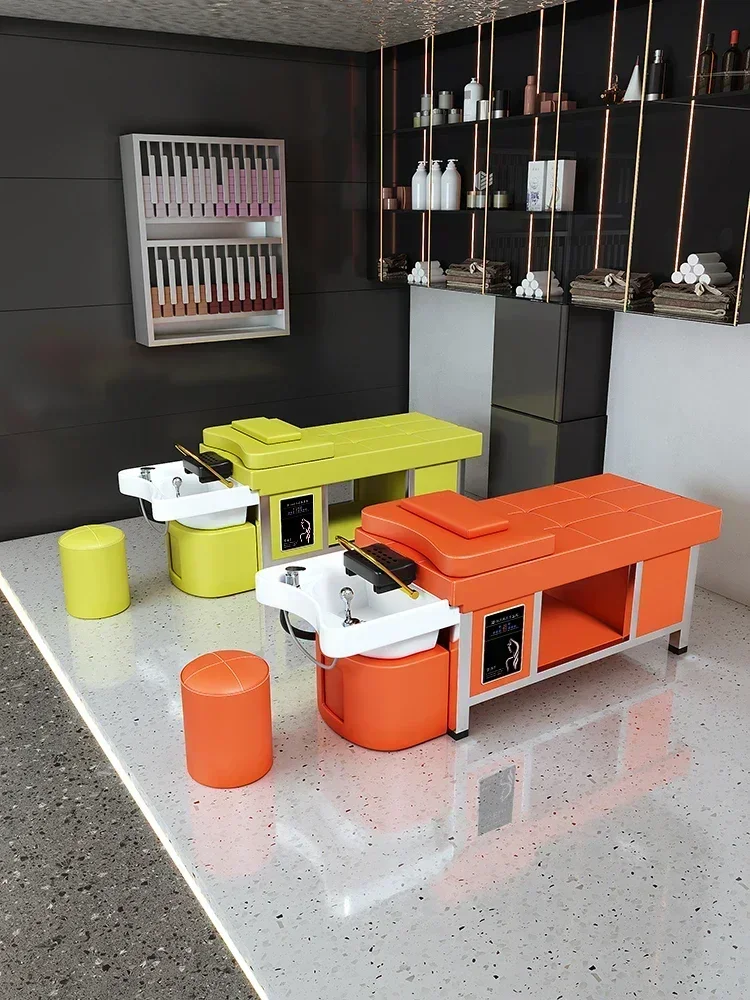 High-grade ceramic basin and steel frame Thai shampoo bed. For barber shops. Water circulation. Fumigation. Head therapy.