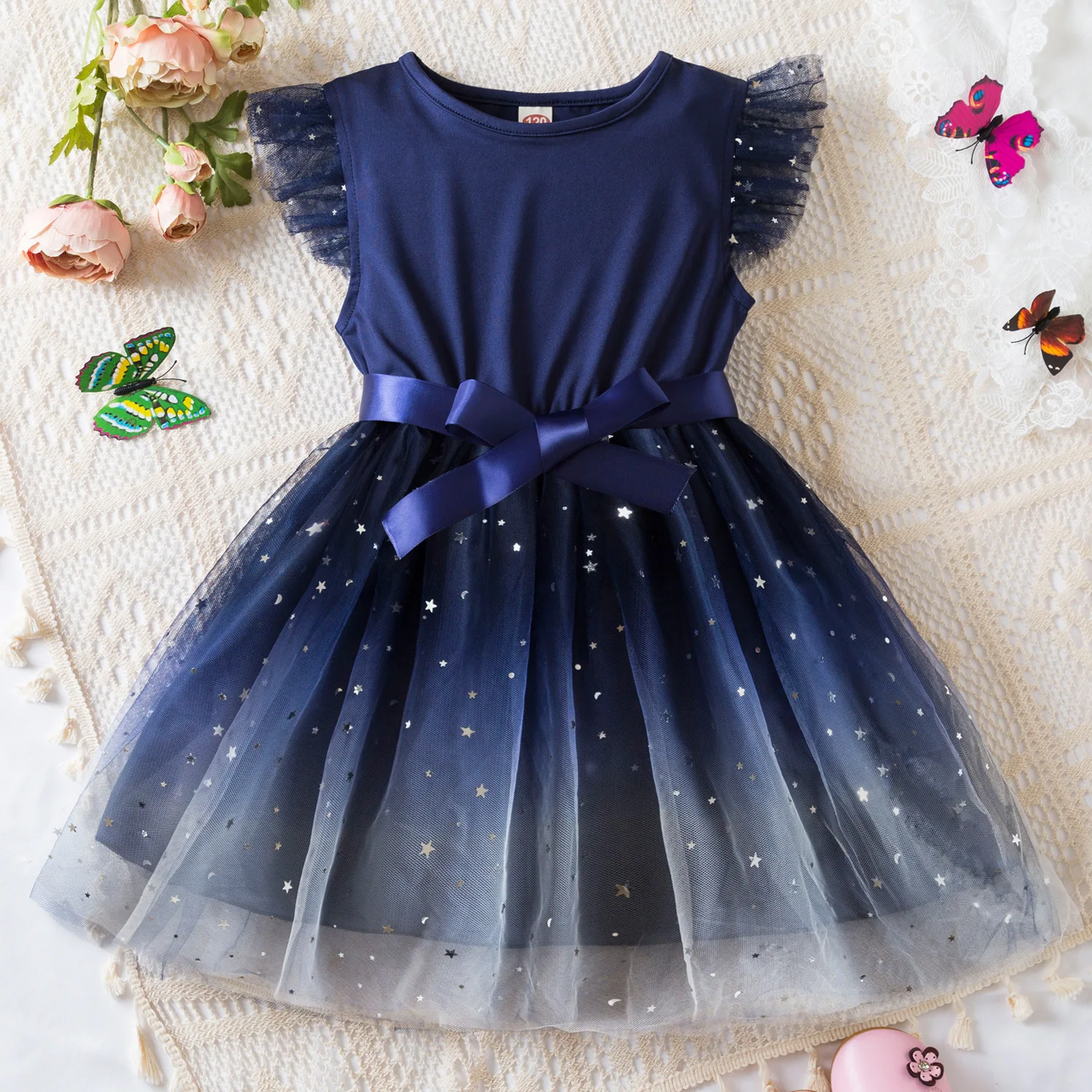 

2024 New Toddler Baby Girl Dress for Children Rainbow Sequins Tulle Tutu Vestidos Kids Birthday Party Princess Infant Sweet 1-6Y