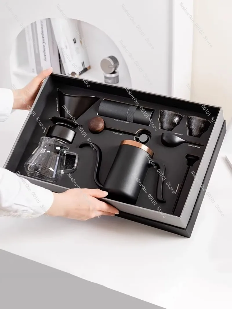Manual Coffee Maker Set Gift Box Grinder Filter Cup Pour Over Coffee Kit Full Set Coffee Brewing Equipment Gift Set Home Barista