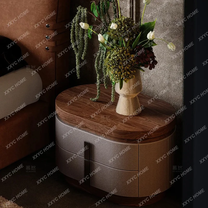 XX Solid wood bedside table Premium bedside table Modern villa bedroom Light luxury bedside table