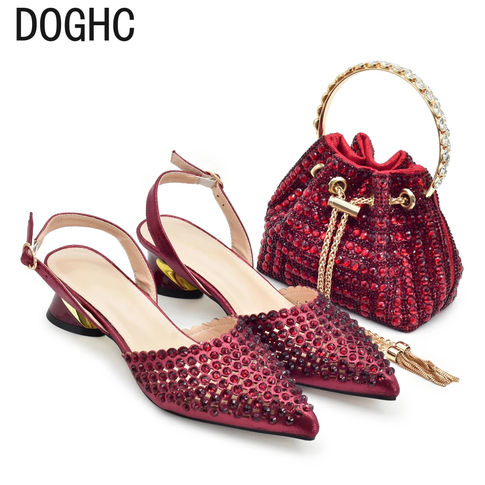 

Latest Italian Shoes and Bags Matching Set with Rhinestone Africa Shoe and Bags Set for Wedding Designer Shoes Women Luxury 2024