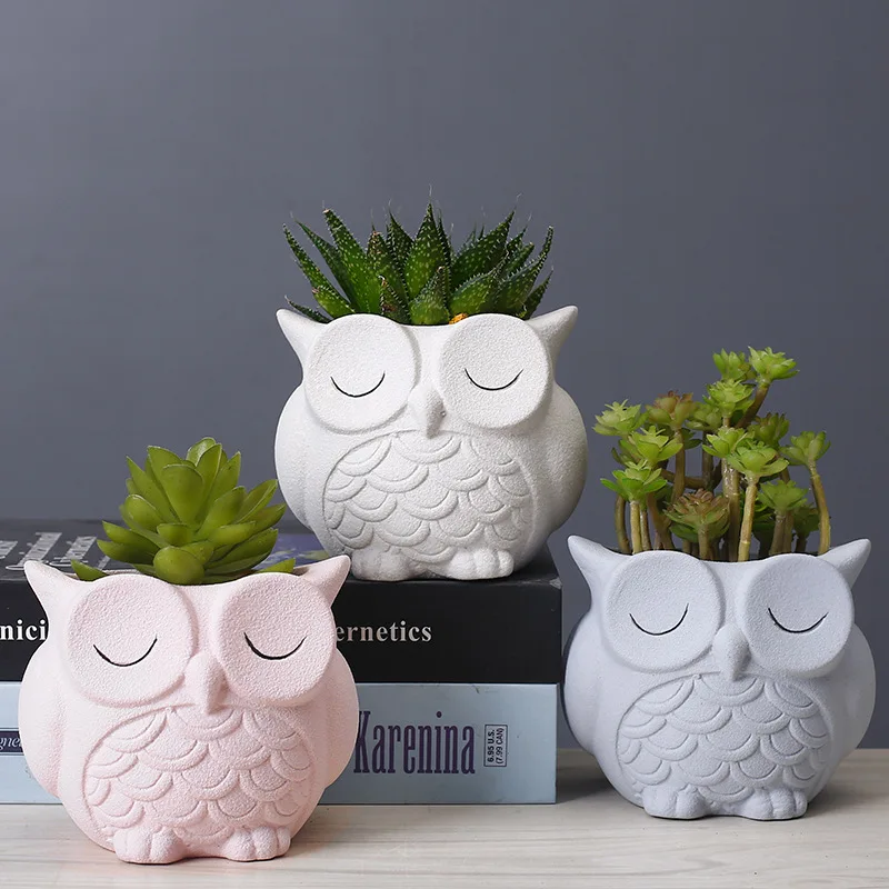 

Cute Owl Flower Pot Succulent Pot Ceramic Planter Home Decor Desktop Ornaments Bonsai Plant Pot Garden Decoration