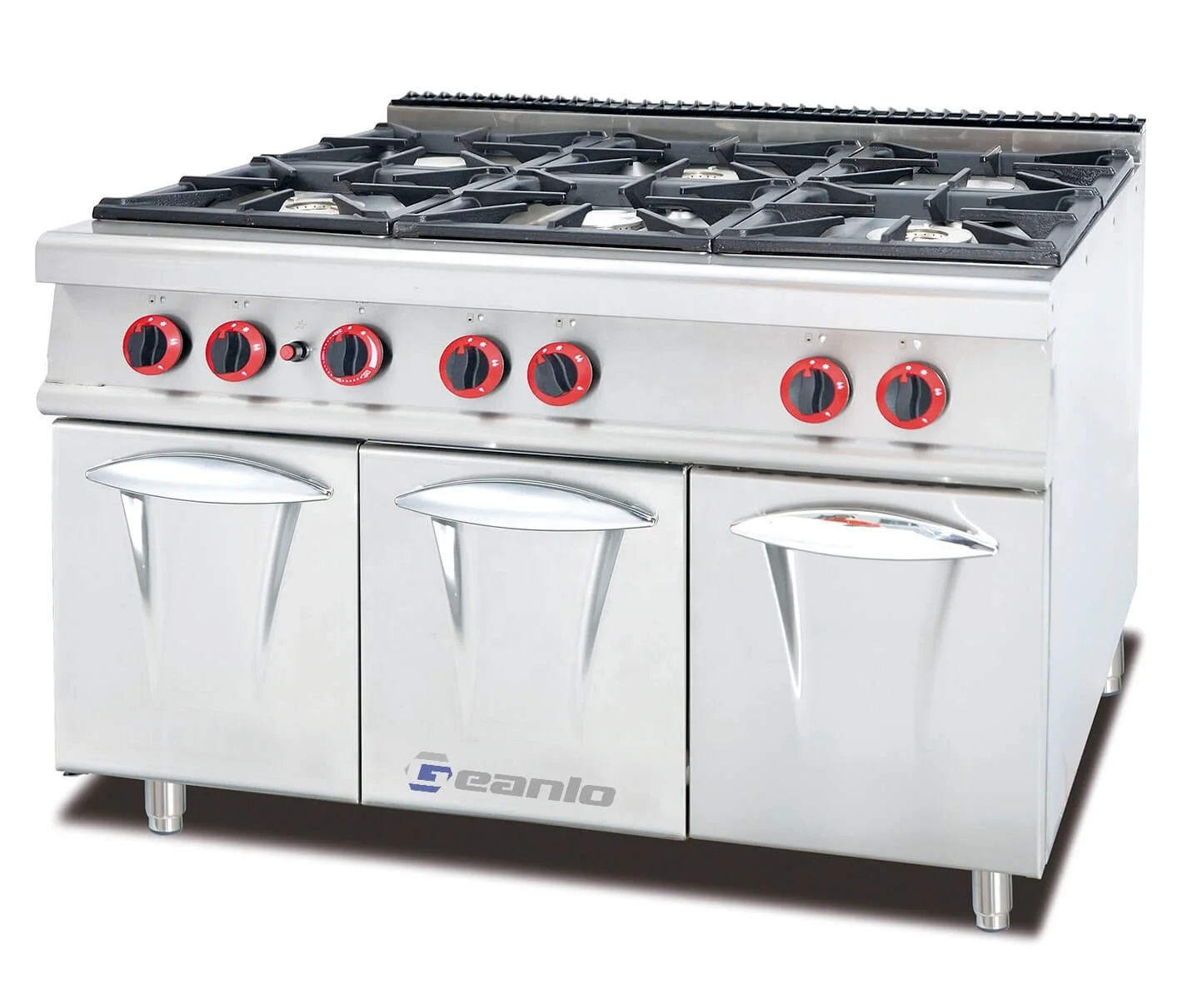 Geanlo Hot Sale Industrial Kitchen Equipment Restaurant 6 Burner Gas Cooker with Oven for Sale