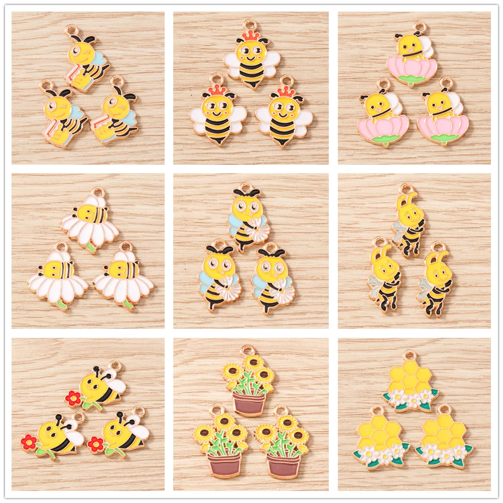 

Tusember 10pcs Enamel Cartoon Bee Pendants Cute Honey Bee Charms for Necklaces Earrings Bracelets Jewelry Making Craft
