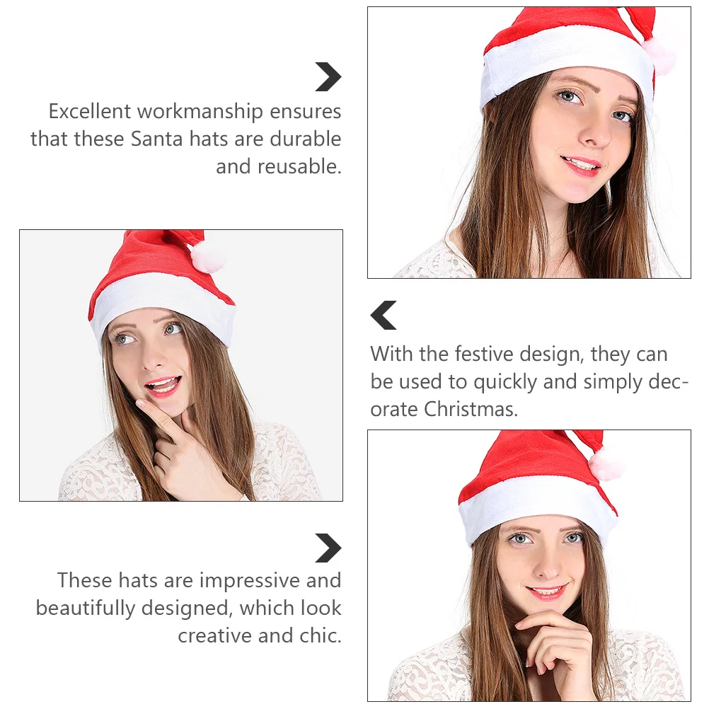 

8Pcs Christmas Hats Santa Claus Soft Cloth Holiday Party Props Christmas Costume Accessories for Adults Santa Hat for Adults