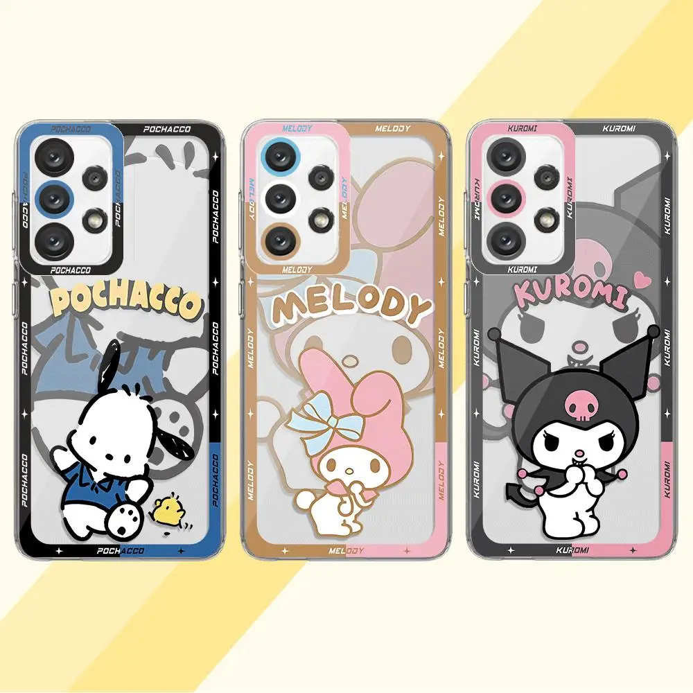 Phone Case for Samsung Galaxy A73 A21s A33 A12 A54 A52 A32 A11 A13 A14 A72 A24 A53 A23 A42 A22 A34 Melody Kuromi Sanrio Cover