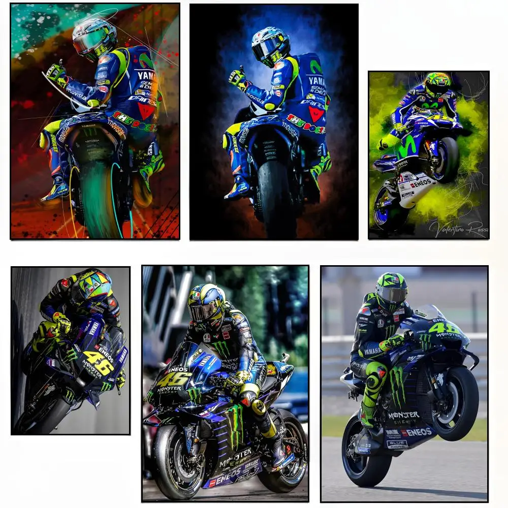 Pôster do piloto de motocicleta Valentino Rossi, pôster adesivo, papel adesivo, faça você mesmo, decoração de parede para quarto, bar, café, presente