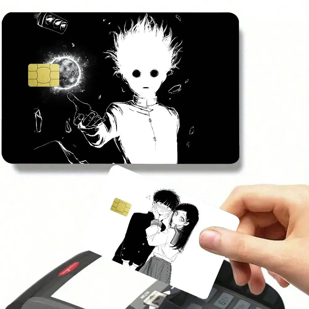 Anime M-Mob Psycho 100 Black And White Credit Card Skin Stickers Suitable For VISA Card Bus And Subway Contactless IC Cards