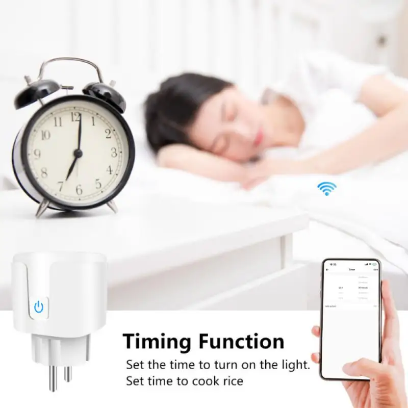 Timing Outlet Alexa Home Alice Voice Control 16/20A EU Socket /Tuya WiFi Smart Socket Smart Plug Power Monitoring