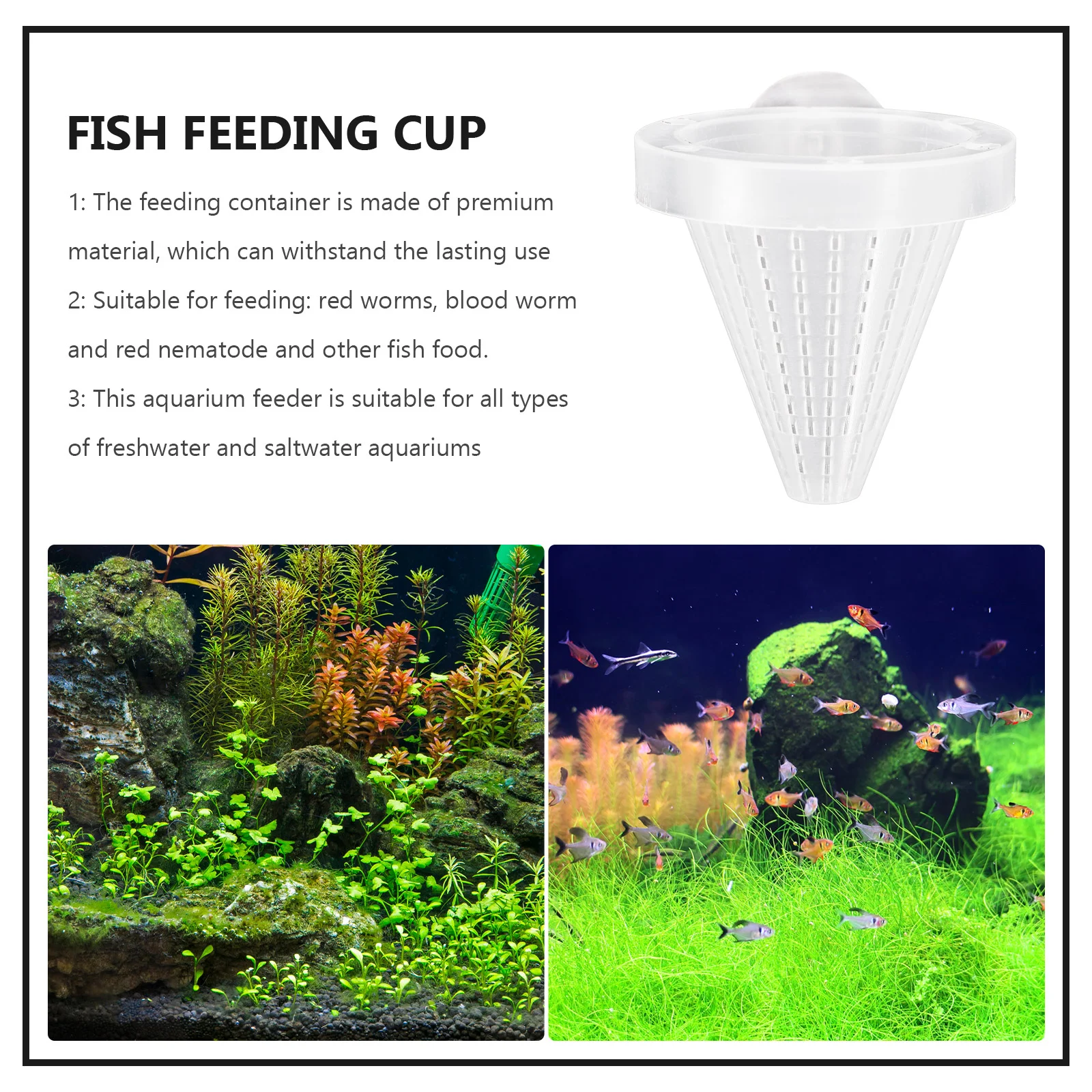 10pcs Aquarium Red Worm Cup Fish Tank Cone Feeding Cup Suction Fisk Tank Feeding Cup (Random Color) worm feeder