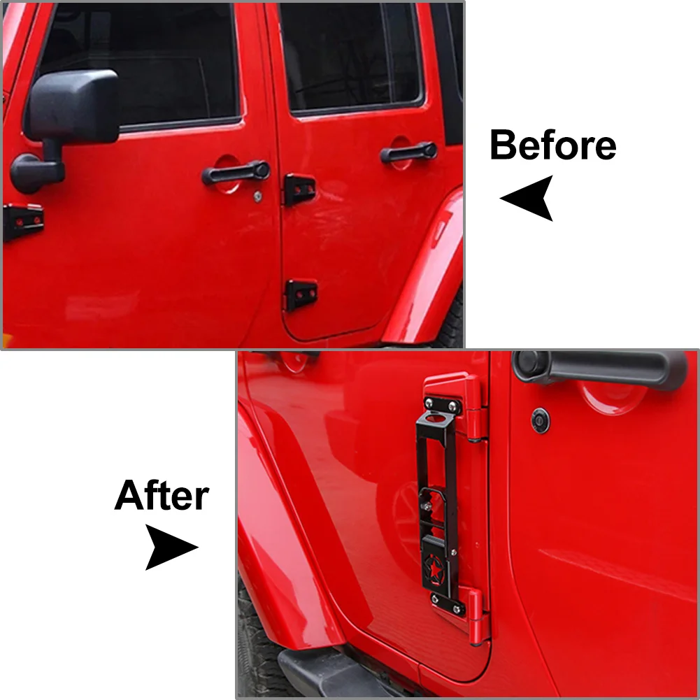 Pedais de passo com dobradiça para porta externa de carro, acessórios para jeep wrangler jk 2007-2017 e jl 2018 2019 2020 2021 2022