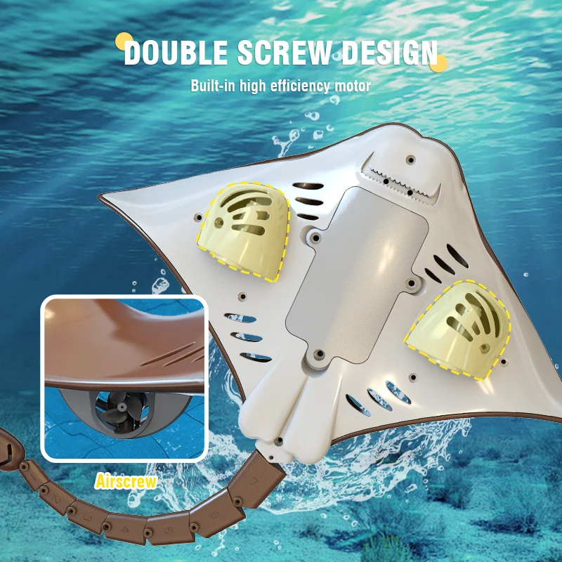 2.4G Remote Control Manta Ray Toy for Children Simulation RC Swim Manta Ray Fish Automatic Cruise Children's Water Toy Boat Gift