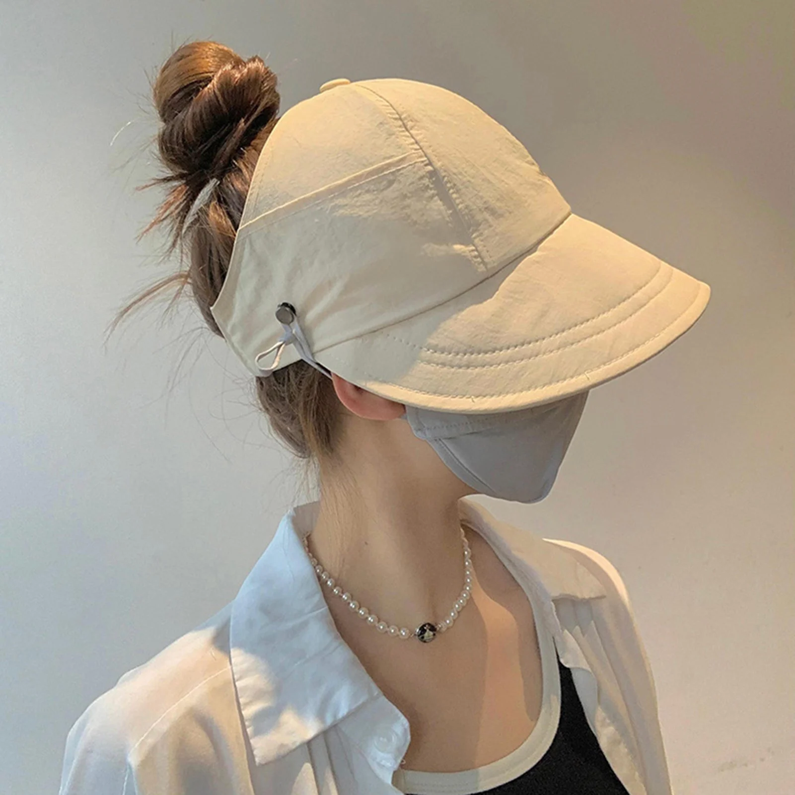 Summer Wide Brim Sunhat Foldable Adjustable Summer Sun Visor