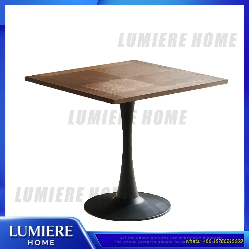 Solid Wood Square Coffee Table Set with 4 Chairs Minimalist Design for Balcony Office Lobby Reception Lounge Outdoor Indoor Use