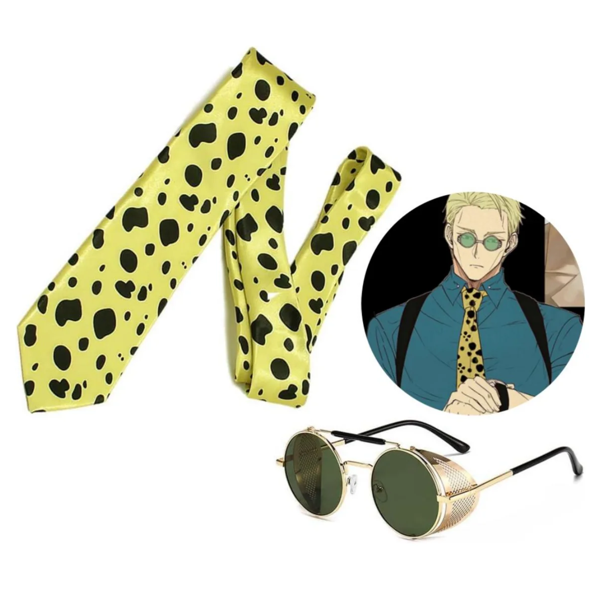 Anime Necktie Glasses Unisex Shirt Tie Kento Nanami Cosplay Costume Prop Accessories Classic Steampunk Personalized Sunglasses