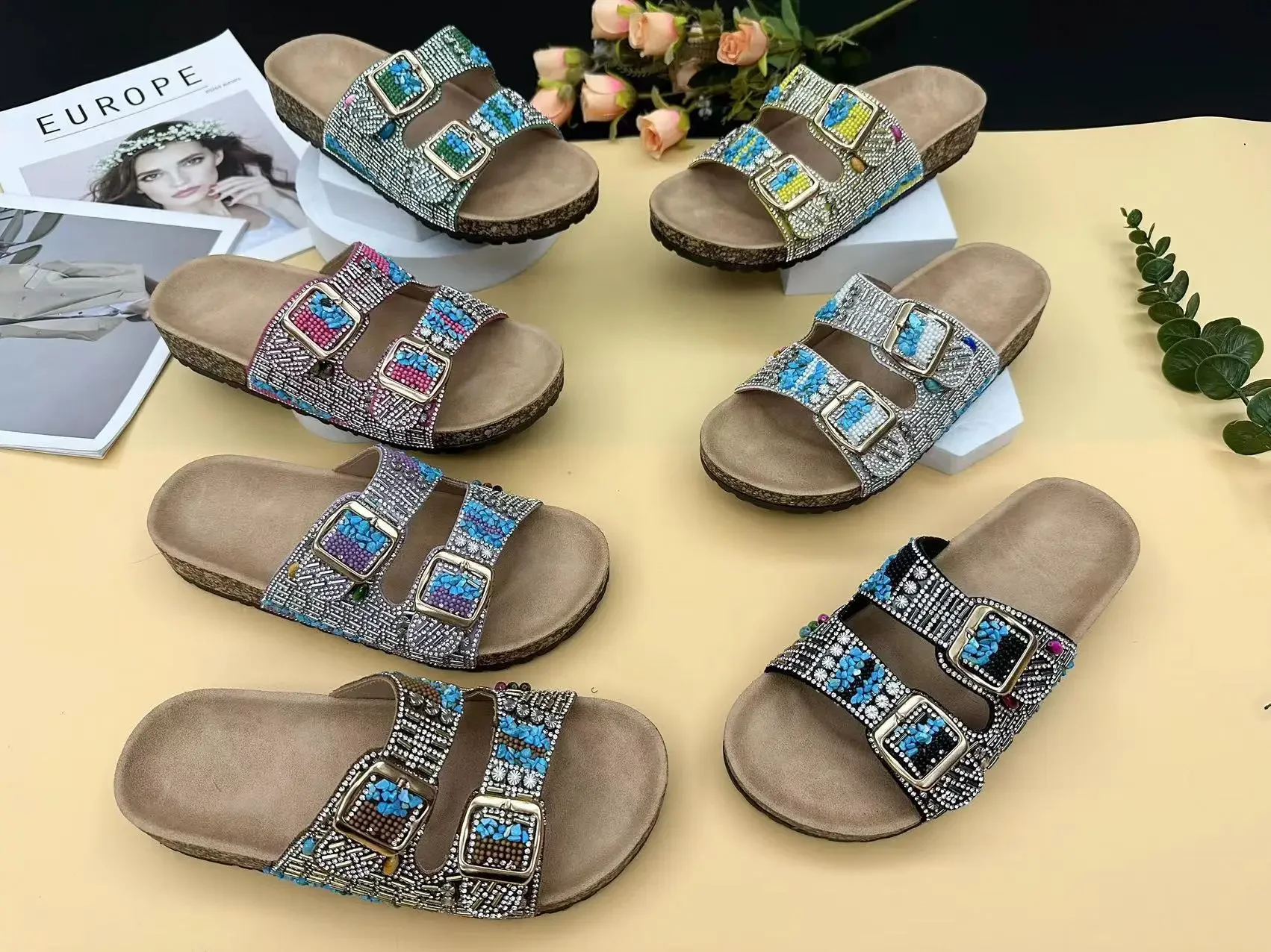 Trendy Double Buckle Ethnic Cork Slippers for Fashionable Beach Days 1 Sbd683b83f3814a00a28cab95995541243 Trendy Double Buckle Ethnic Cork Slippers for Fashionable Beach Days