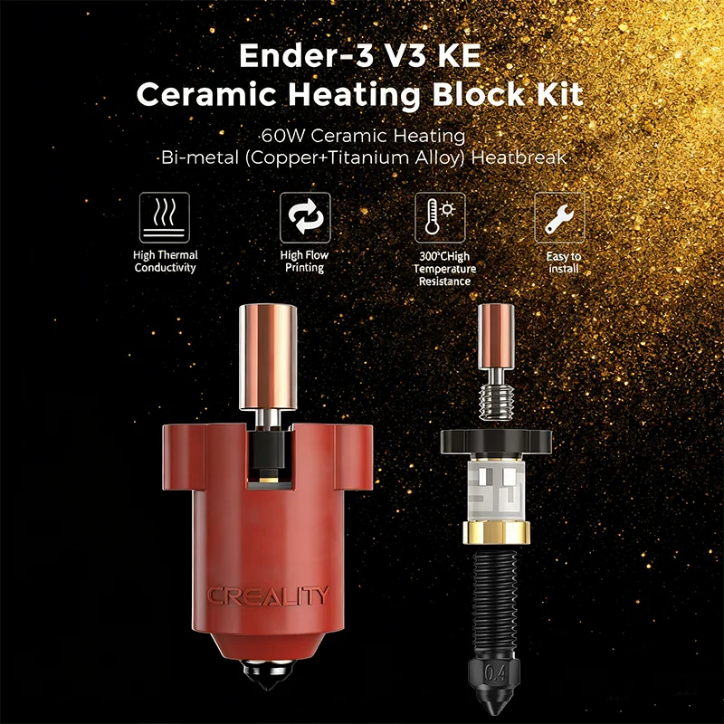 Creality Ender3 V3 KE Hotend Kit, Ceramic Heating Block Kit Hardened steel nozzle is heat resistant up to 450°C,Extruder Hotend 2