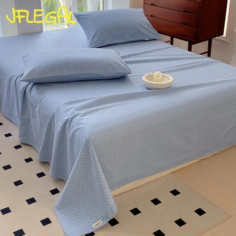 Cotton and Linen Thick Coarse Fabric Bed Sheets Pillowcases 3-piece Set Summer Cooling Mat Student Dormitory Hotel Bed Sheet Set