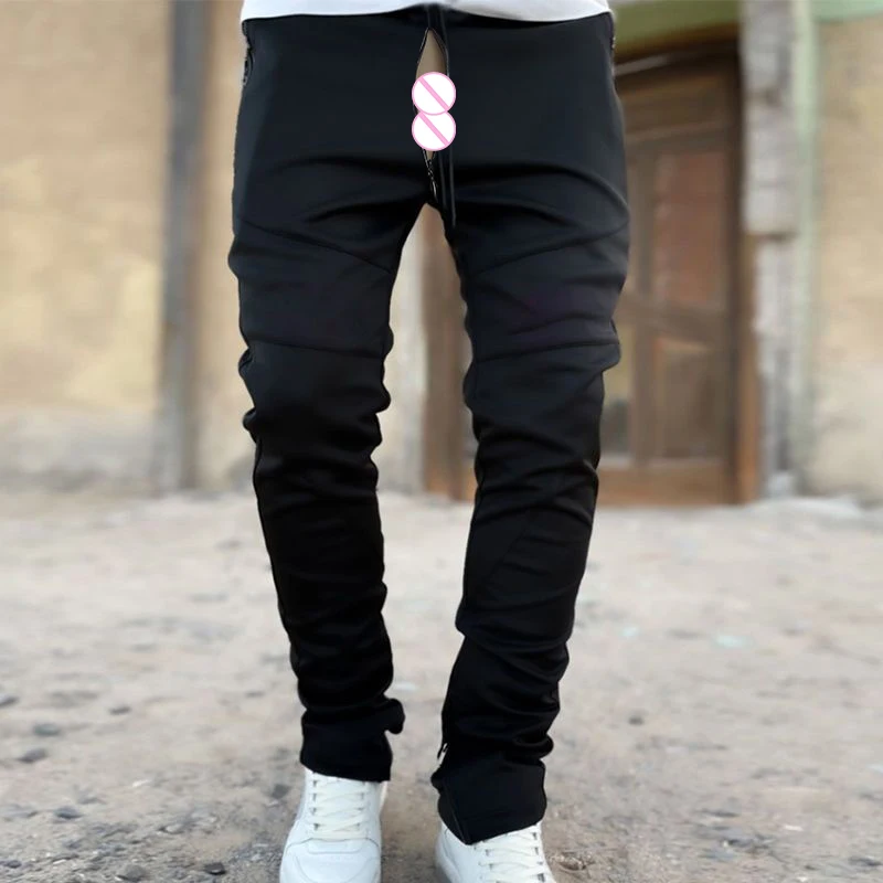 Invisible Open Crotch Outdoor Sex Pants Male Travel Jogger Sweatpants Men Loose Casual Trousers with Pocket Tactical Cargo Pants