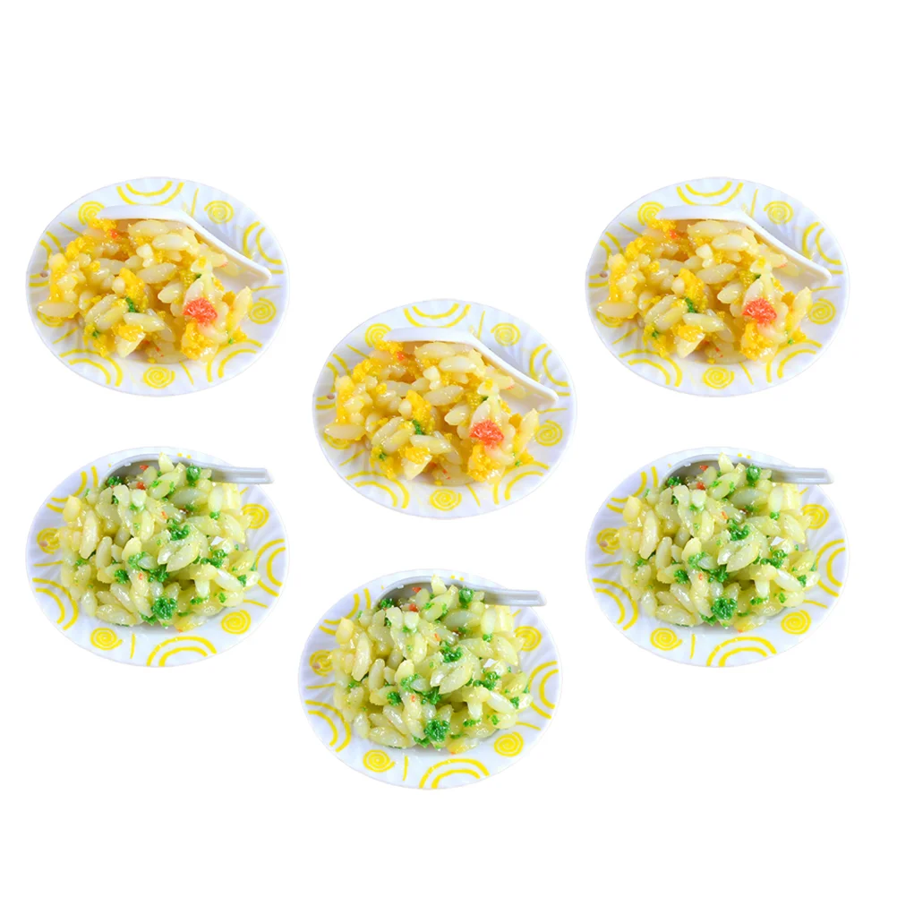 6 Pcs Simulated Fried Rice Model Toys Little House Tiny Kitchen Accessories Food Fake Micro Landscape Egg
