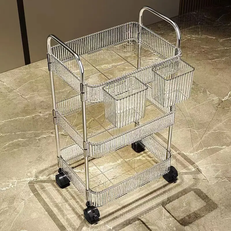 

Transparent acrylic trolley Snack rack Living room multi-layer removable bathroom storage rack