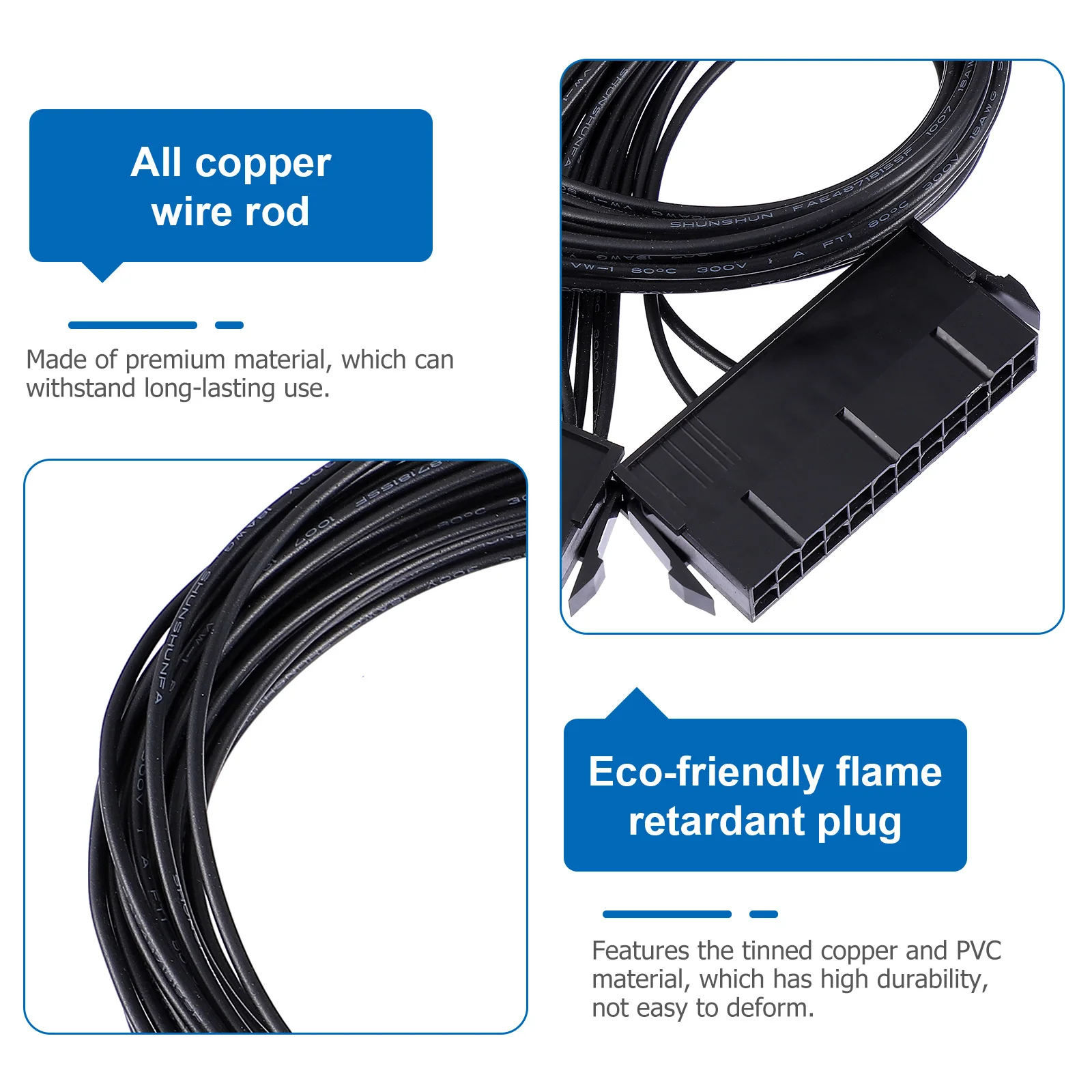 

Supply Line Dual Cable Motherboard Extension 24Pin Synchronous Power Cord Synchronous Boot Cord Computer Power Adapter