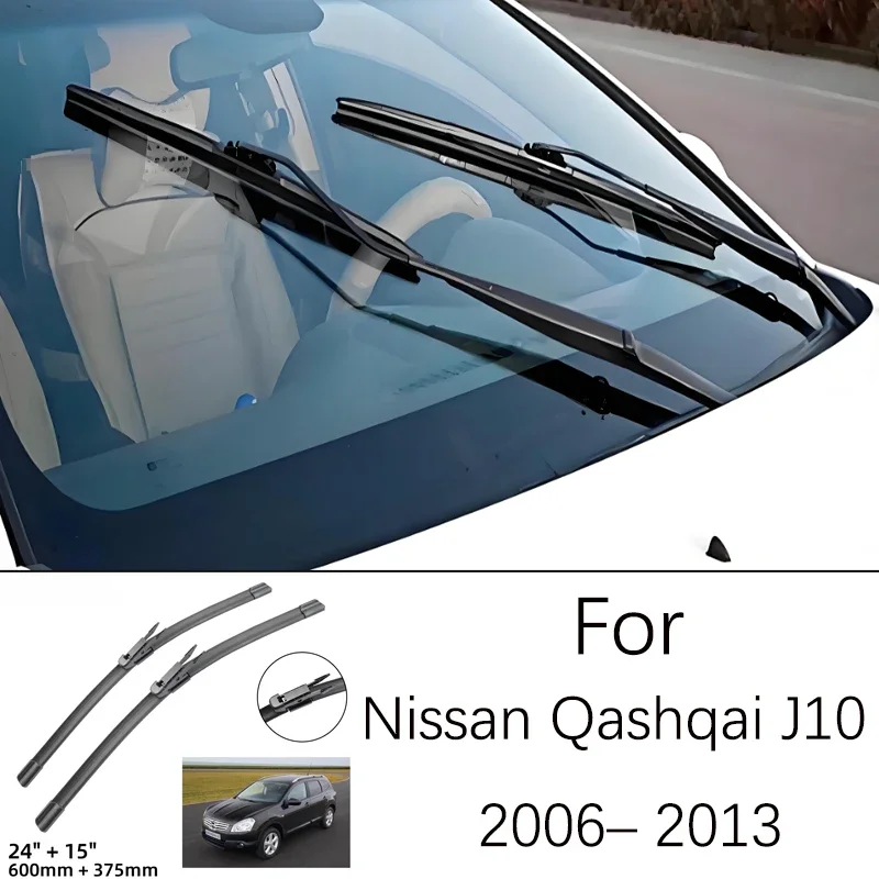 

For Nissan Qashqai J10 2006-2013 2007 2008 2009 2010 24 15 Inch Front Wiper Blades Windshield Windscreen Window Accessories