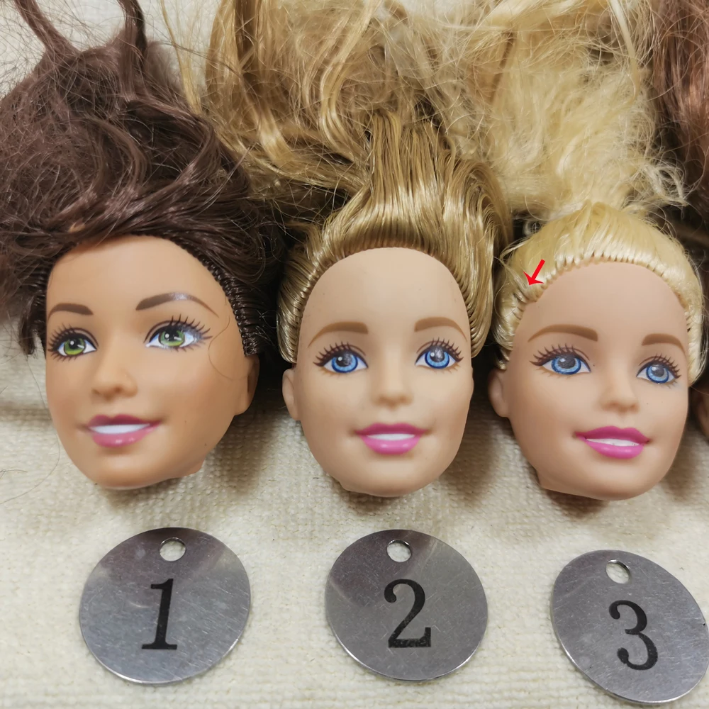 B20-17 Original Foreign Trade European Beauty1/6 OOAK NUDE Doll Head Mussed White Curly Hair for DIY Soft PVC Head  90%NEW B