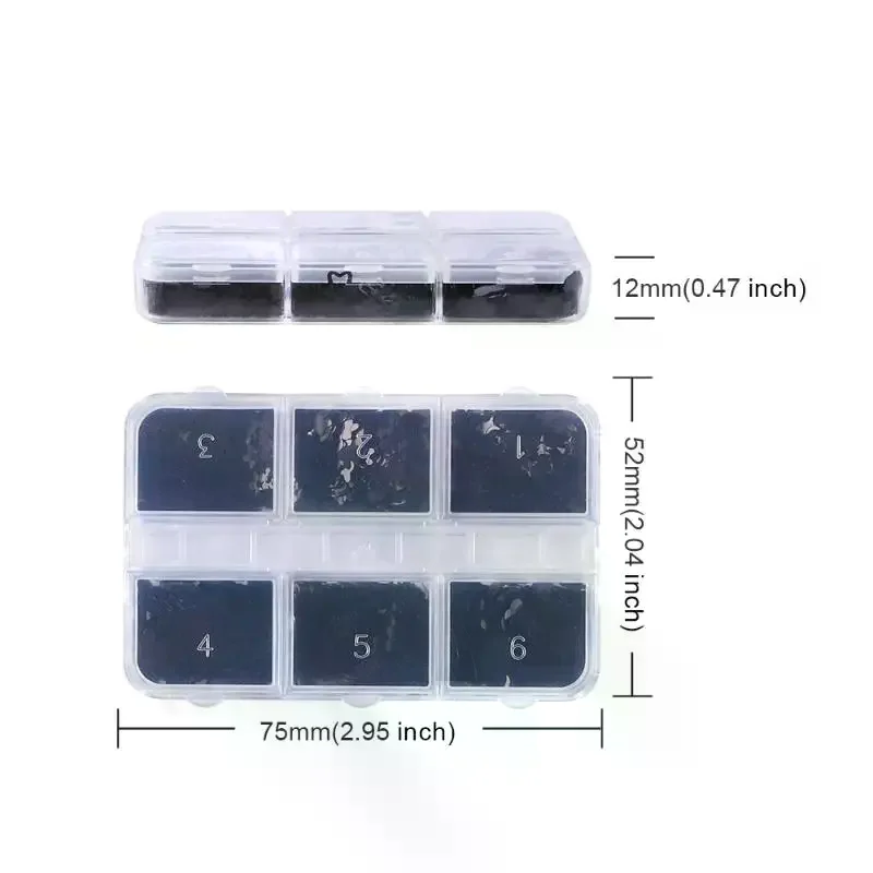 6 griglie Nero a forma di cuore Farfalla Stella Glitter per unghie Decorazioni miste Fiocchi per manicure Paillettes Stunning Seqiuns Manicure per unghie fai da te