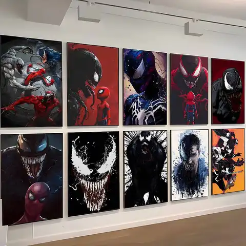 Marvel Comics Movie Superhero HD Poster Prints Venom and Spiderman Symbiotes Canvas Painting Art Living Room Decor Gifts
