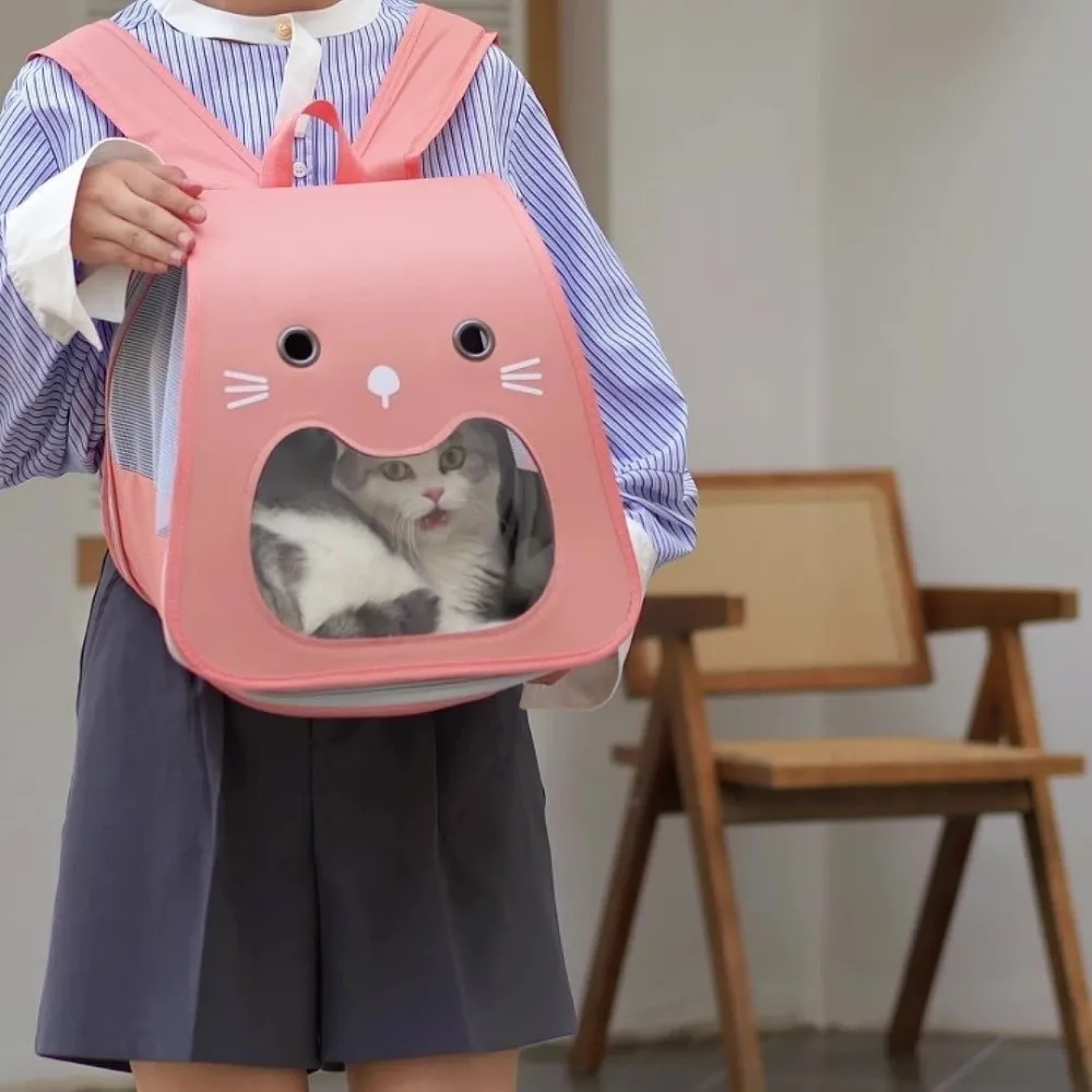 

Складная сумка-переноска для кошек большой вместимости, складной рюкзак для перевозки животных с прозрачным окном, дышащая сумка для путешествий с животными, для маленьких собак
