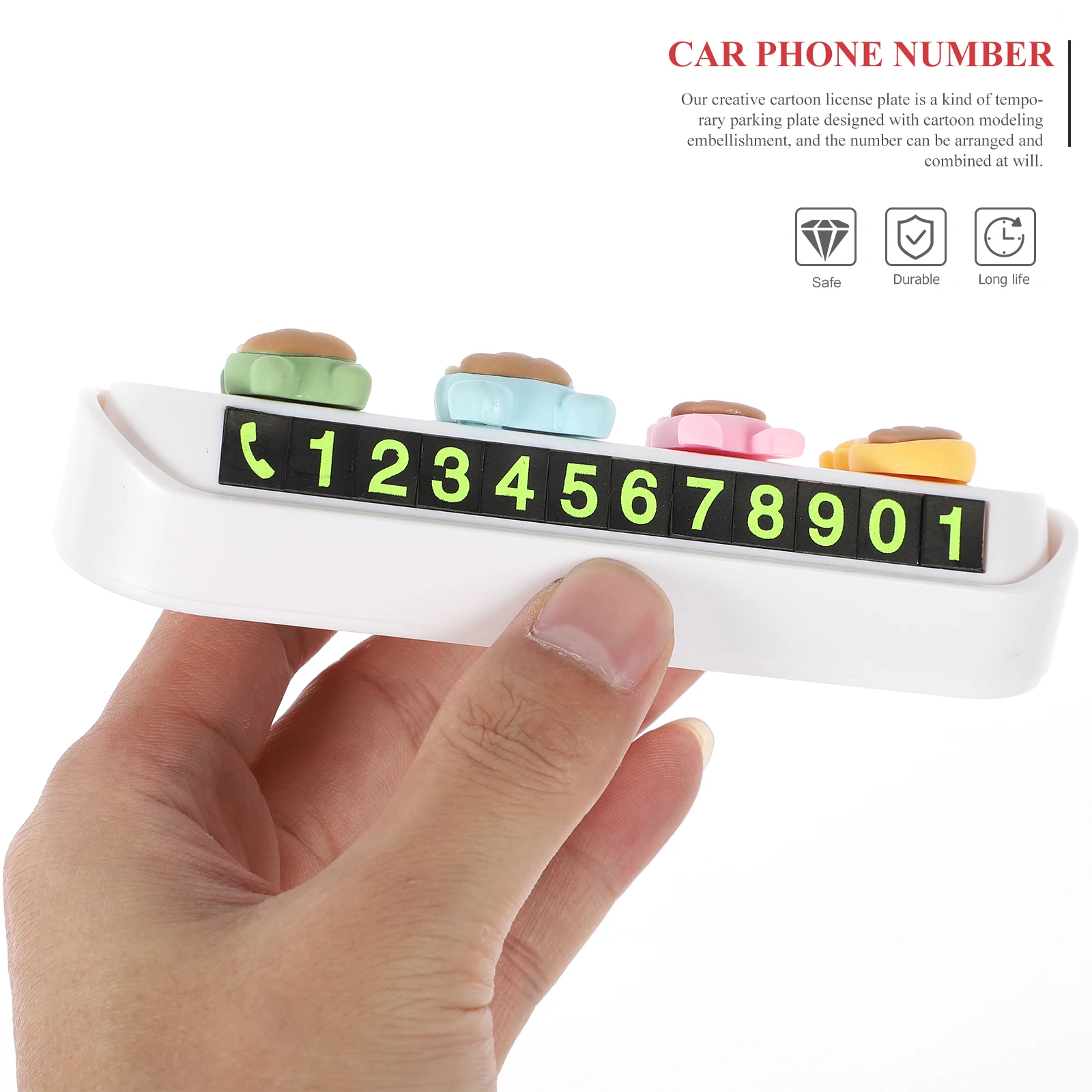 

PVC Car Phone for Temporary Parking Gadgets Reliable ABS High Temperature Resistance Sunscreen Cartoon Design Match