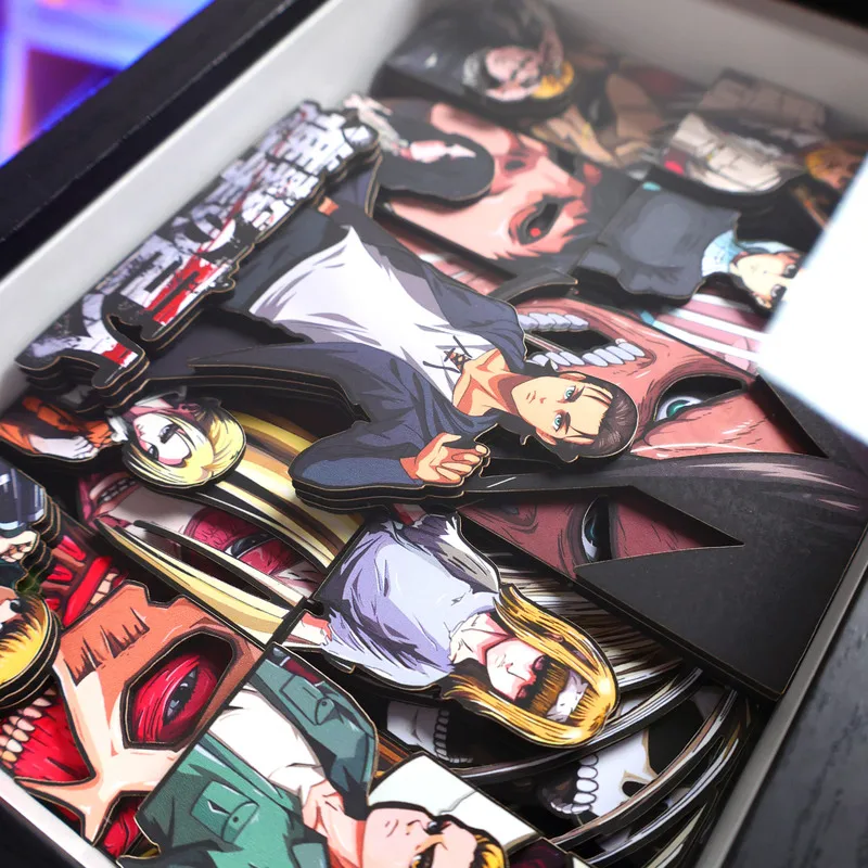 Novo anime ataque em titã mikasa·ackerman eren jaeger cosplay papel arte pendurado imagem artesanal 3d pintura estéreo decoração presentes