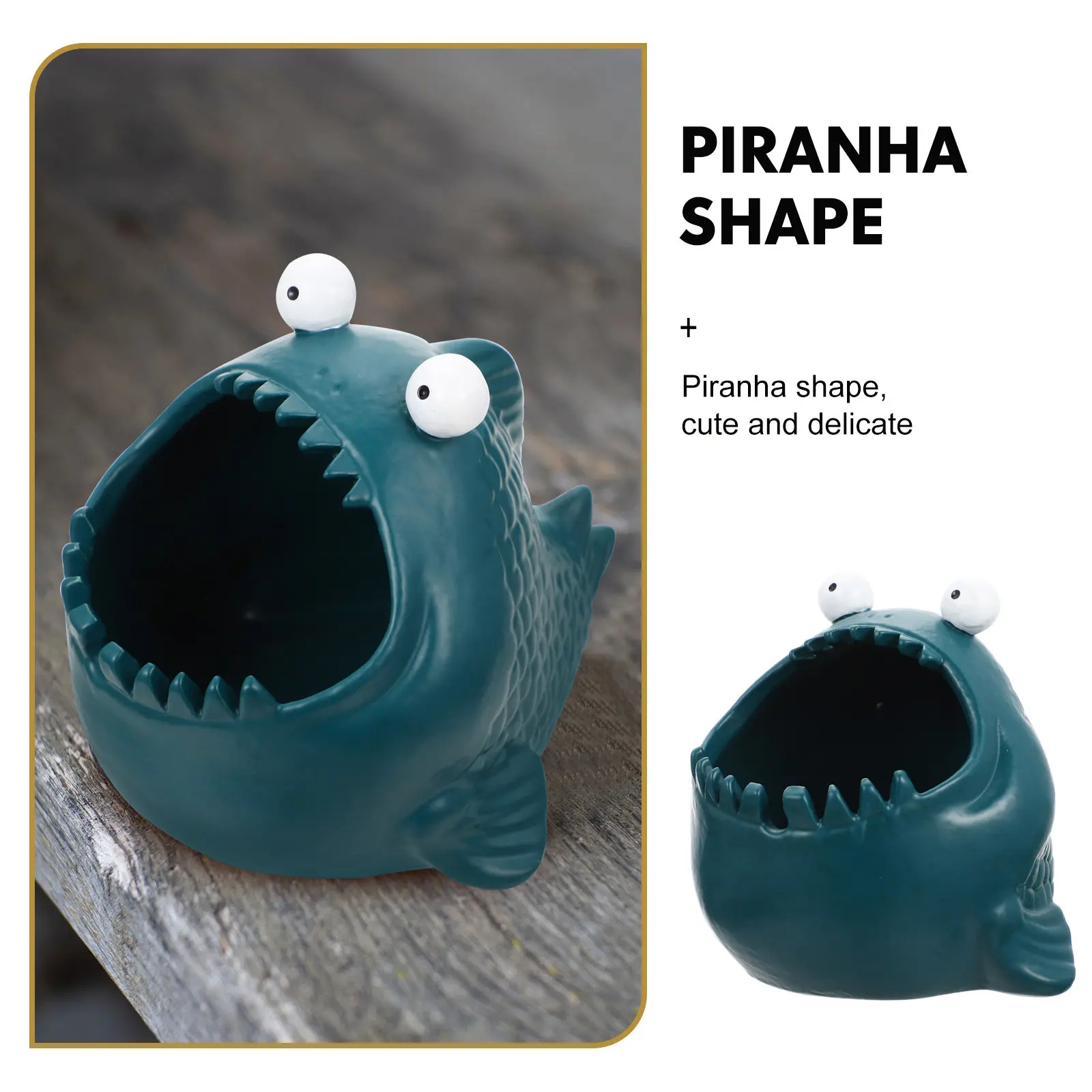 

Ashtray with Lid Creative Piranha Desktop Ornament Tank Unique Tabletop Household