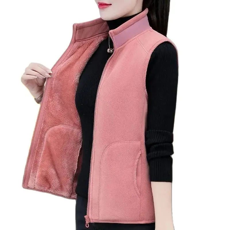 Autumn Winter Women\'s Double-Sided Vest Coat New Sleeveless Short Jacket Women Warm Basic Coat Female Waistcoat Tops Clothing