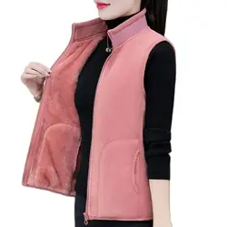 Chaleco de doble cara para mujer, Chaqueta corta sin mangas, abrigo básico cálido, Tops, ropa de otoño e invierno