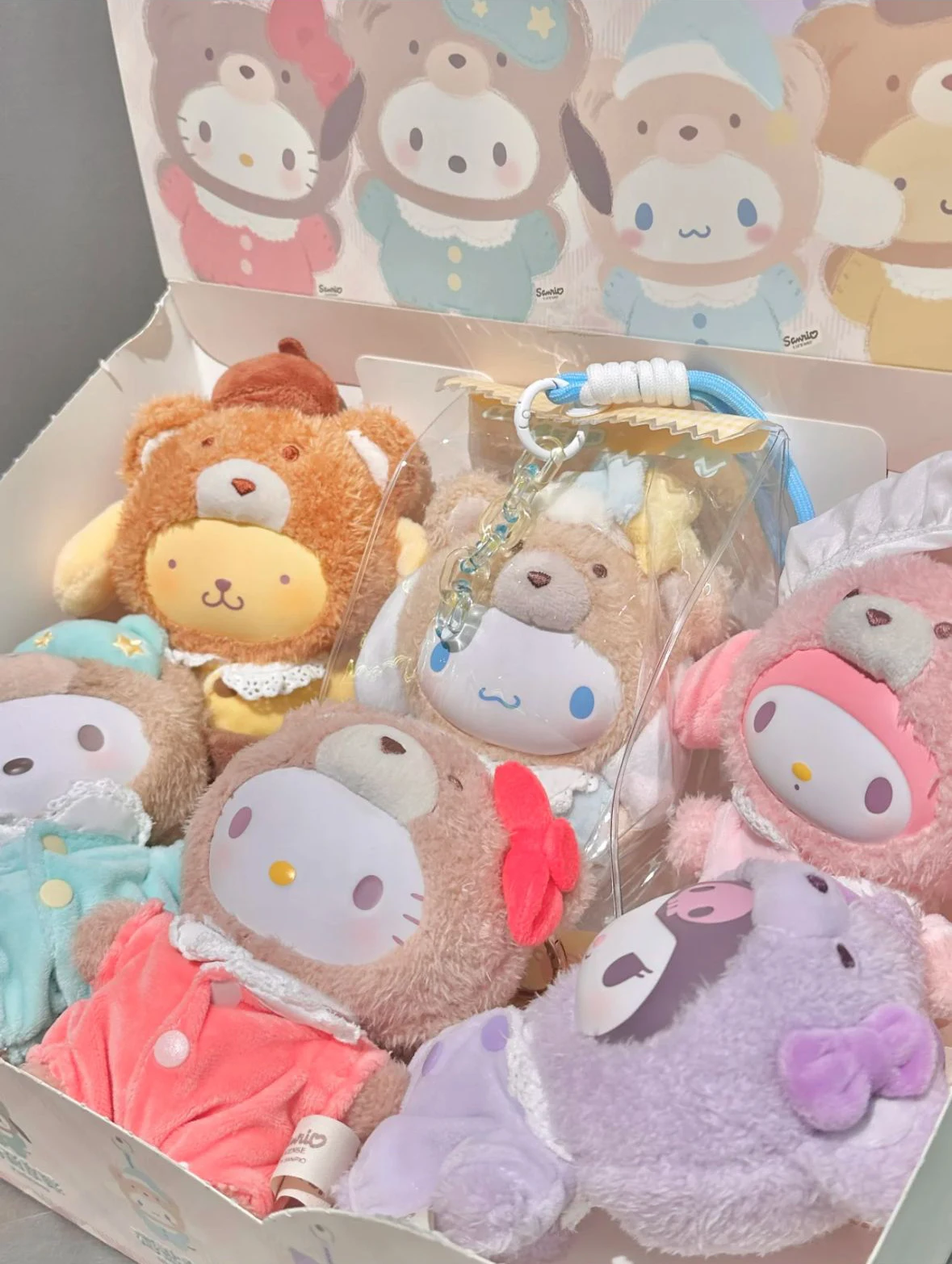 Top Toy Sanrio Family Latte Vinyl Plush Anime Blind Box Decorative Pendant Doll Cinnamoroll Kawaii Children Birthday Gift Toy