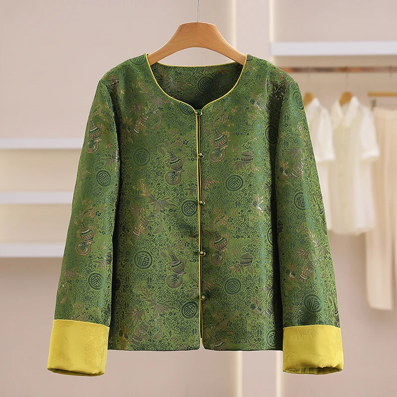 new-chinese-sle-loose-ort-jaet-women's-single-row-button-embroidery-spring-faion-casual-polyester-nylon-blend