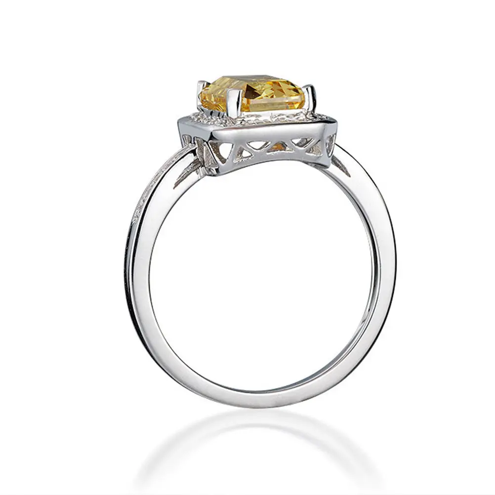 Yellow Rhinestone Plated Ring Open Adjustable Pre Engagement Promise Jewelry Women Special Occasions Party Wedding Gathering