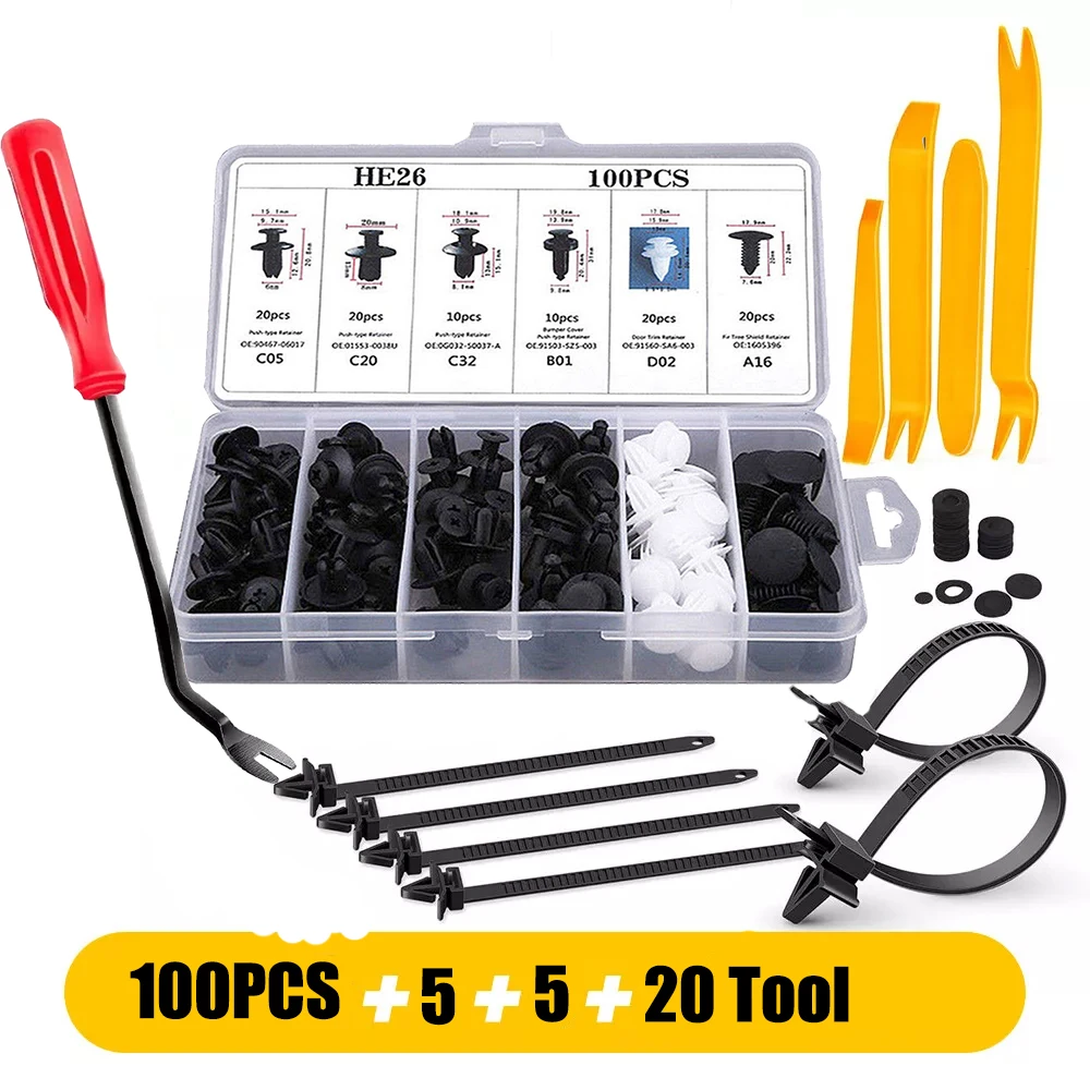 6 Sizes Auto Fastener Clip Kit Car Fender Push Retainer Pin Rivet for Door Trim Panel & Bumper
