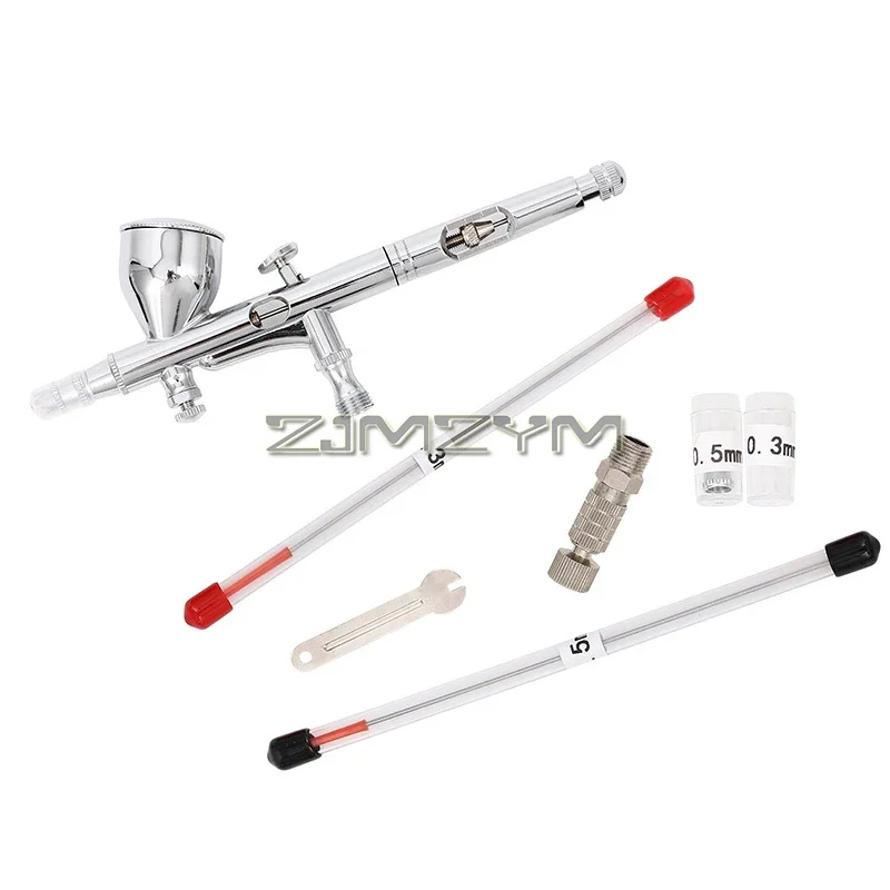 Airbrush Kit, Airbrush Gun Dual-Action Gravity 9ml Fluid Cup, 0.2/0.3/0.5mm Needle, Air Brush Set for Nail Art, Makeup, Painting