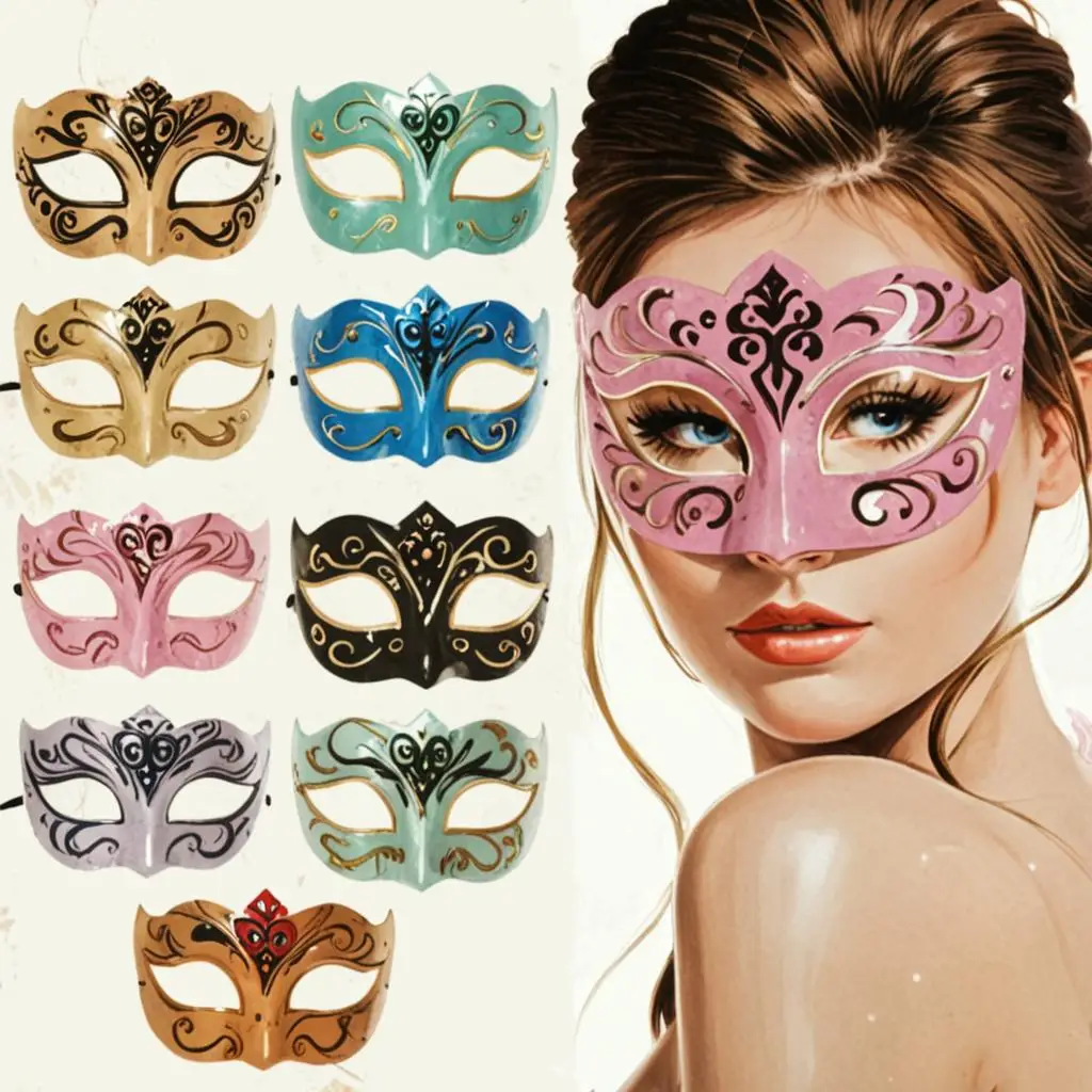 Masque de beauté peint à la mode, demi-masque de princesse rétro, masques de Couple, masque de fête d'halloween, accessoire de fête de mascarade de noël, cadeau